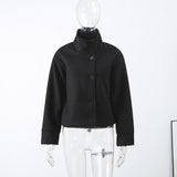 2025 Spring And Autumn New Temperament Trend Collar Buckle Jacket Short Jacket