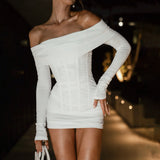 Fashion 2025 Autumn New Women's Hottie Style Temperament Sexy Shoulder Bag Hip Dress Dress Woman