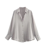 New Women's Clothing In Autumn 2025 20 Color Buff Silk Densate V Collar Long-Sleeved Striped Vertical Shirt