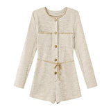 Women's Clothing 2025 New French Gold Famous Style Temperament Elastic Body-Body Jumpsuit
