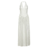 2025 Spring And Summer New Women's Dress French Sister Bo Dot Hanging Neck Dress Women's High Sense V To Receive The Waist Big Swing