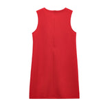 Sleeveless V-Neck Solid Color Short Dress 2025 Spring Set Head Bow Ornamental Female Miniskirt