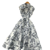 2025 New Women's High-End Elegant Dress Women's Collar Sleeveless Single Buckle Ink Painting Long Dress