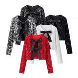 Spring 2025 New Women's Street Fashion Butterfly Squint Long-Sleeved Top