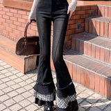 High Street Graffiti-Print Straight Jeans Women High-Rise Thin Legs Loose-Fall Tug On The Ground Long Pants Tide