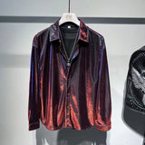 Hairstylist Men's Fried Street Long-Sleeved Shirt 2025 Spring And Autumn New Loose Handsome Bright Outside Wearing Shirt Men