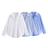 2025 Summer New Women's Cotton Loose Leisure Long-Sleeved Oxford Shirt Women