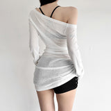 Fashion 2025 Autumn New Women's Hottie Pure Desire Design Thin Perspective Irregular Waist Repair Body