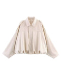 Women's 2025 Spring New Fashion Pilot Bat Sleeve Zipper Jacket T-Shirt