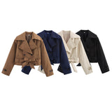 Fashion Tie With Long-Sleeved Wind Coat Jacket 2025 New Products In The Spring And Autumn