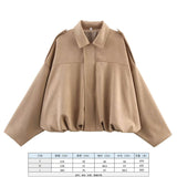 2025 Spring Pilot Jacket Bat Sleeve Zipper Loose Tuffen Jacket Women's Casual Jacket