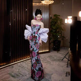 New Chinese Fishtail Evening Dress 2025 New Light Luxury Niche Morning Robe Toasting Bridal Purple Banquet Dress Dress Dress