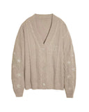 Mold Same Taylor Orange Cardigan Embroidered Stars Loose Languid Temperament Sweater