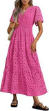 2025 Women's V-Neck A-Shaped Hollow Lace Cake Dress