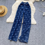 Hottie Style Metal Buckle Printing Design Chest Vest + High Waist Lanky Pants Cowboy Suit