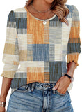 25 Color Women's Clothing 2025 Autumn Loose Leisure Printing Seven-Sleeve Round-Neck T-Shirt Top