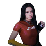 2025 Summer New Women's Clothing Blackpink Same Hot Girl Collar Letter Printing Slim Thin Top Woman