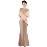 2025 New Temperament Long-Term Cash Waist Fishtail Skirt Wedding Dress Elegant Gold Squine Mother Dress