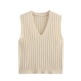 Basic Solid Color Sleeveless Vest 2025 Spring Leisure V Collared Women's Knitting Top