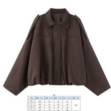Women's 2025 New Bat Sleeve Loose-Fitting Velvet Bomber Jacket Jacket
