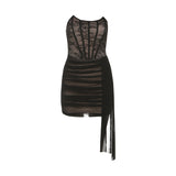 2025 Autumn And Winter New Women's Hottie Pure Sexual Lust Sexy Lace Mesh Slimming Bag Hips Bra Dress