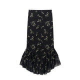 Spring 2025 New Women's Clothing Mesh Print Slings + Half-Dress Fashion Women's Set
