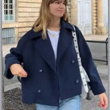 Ins Autumn New Women's Loose Version Of Double Buckle Temperament Commuting Hair, Short Coat Coat