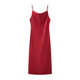 Women's Clothing 2025 Spring New Fashion Texture Texture Swing Tie Slings Fansuit Dress