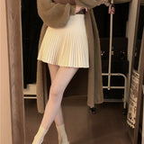 2025 Autumn And Winter Elastic High Waist 100 Folds Skirt Women Short A-Word Bag Hip Wear Thick Hairs Of The Skirt White