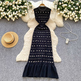 Clent Lady Senior Sense Sleeveless Dress Women Summer Collar Collar Drill Body Design Light Luxury Fishtail Long Dress