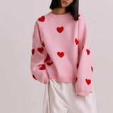 Love Embroidery Round Collar Autumn And Winter Sweater Women 2025 Loose Leisure Thick Coat Knitted Shirt