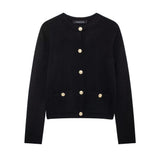 Women's 2025 New Fashion Gold Buckle Knitted Coat