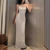 Lightly Styled Dress Woman Elegant Translucent Lace Sling Dress Woman