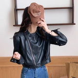 Spring And Autumn 2025 This Year's Popular Short Leather Coat Clip Locomotive Jacket Design PU Leather Jacket Woman