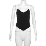 2025 Autumn Fashion Trend Women's New Word Shoulder Repair Body Bare Back Solid Color Bhise Small Vest