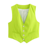 2025 Summer New Women's Street Fashion Leisure Vest 15 Color V Collar Vest