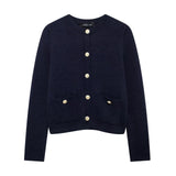 Women's 2025 New Fashion Gold Buckle Knitted Coat