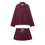 Autumn New Women's Design Style Zipper Lantern Mini-Skirt Set