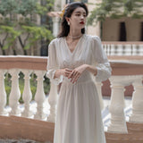 Vintage Fairy Morning Dress 2025 New Banquet Engagement French Long Sleeve Certificate Engagement White Dress