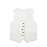 Women's 2025 Spring New Fashioned Colored Flax-Blend Vest + Shorts Set
