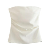 Summer Fashion Folded Women's New Trend Brag Vest Solid Color Bhise Repair Body Small Top