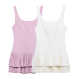 Women's Trouser Dress 2025 Spring-Less Sleeveless Folding Double-Layer Hem Repair Miniskirt
