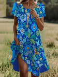 Summer Hot Selling Literary And Art National Wind Round Collar Long Dress