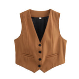 2025 Summer New Women's Street Fashion Leisure Vest 15 Color V Collar Vest
