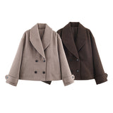 New Women's Clothing Texture Autumn Round Collar Short Jacket Jacket In Autumn Winter 2025