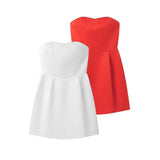 Summer New Women's Fashion Solid Color Sleeveless Sexy Chest-Widthed Dress