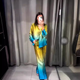 2025 Summer Tie-Dye Silk-Stained Shirt Trousers Set