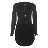 Fashion 2025 Autumn New Women's Sexy Decorative Hollow Design Waist Thin Bag Hip Dress