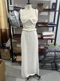 Summer 2025 Women's Explosive Sexy Knitted Short Sling Tape Open Umbilly Skirt Set
