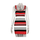 Women's Sexy Bareback Fashion Striped Babes Sling Bag Ass Skirt Dress